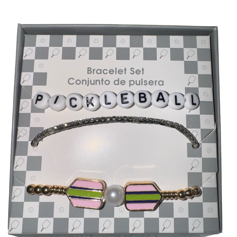 Serra Pink and Gold  pickle ball trio bracelet Set